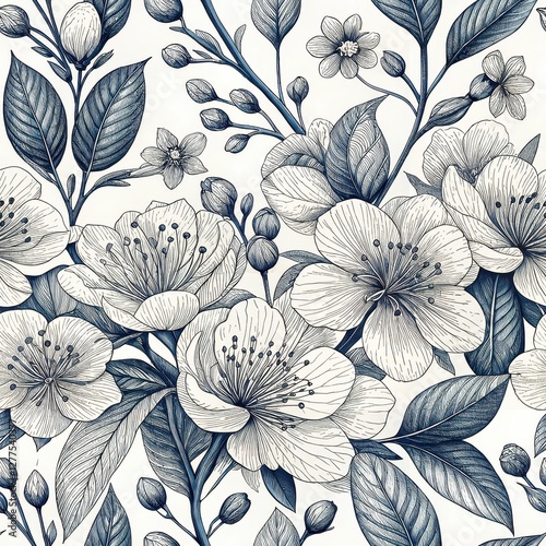 Floral patterns in bloom artistic illustration nature creative workshop environment close-up view botanical concept