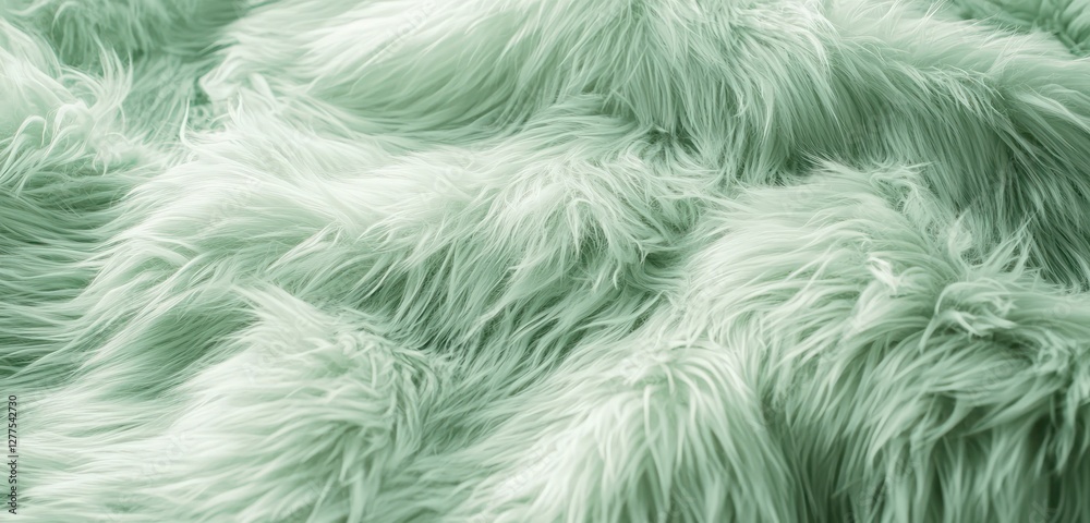 Obraz premium Soft glowing highlights and textures on layered pastel green fur, delicately layered.