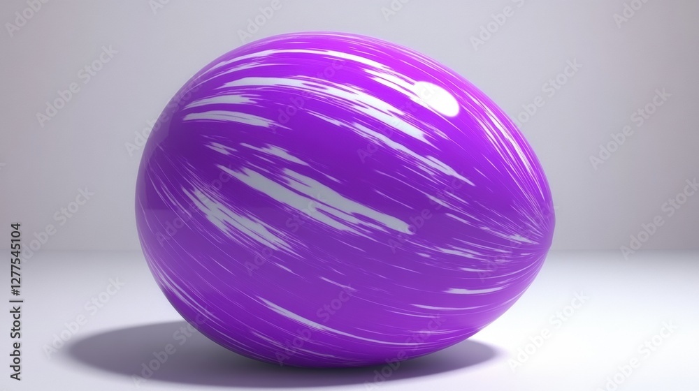 Purple Striped Sphere with a Smooth Shiny Surface and Abstract Geometric Pattern Design Purple Striped Sphere with a Smooth Shiny Surface and Abstract Geometric Pattern Design