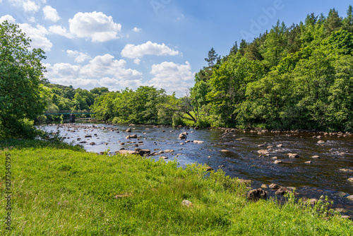 The Pennine Way and the River Tees between Low Force and High Force, near Bowlees, England, UK