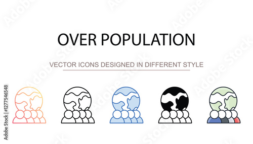 Over Population icon design with white background stock illustration