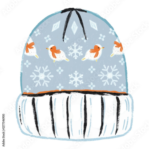 Illustration of Beanie Representing Winter Holidays Isolated on White Background.