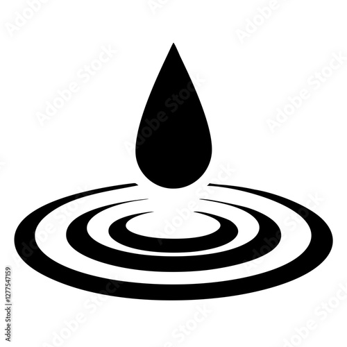 Black water drop with ripples 