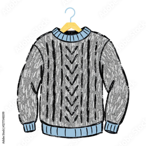 Illustration of Knit Sweater Representing Cozy Winter Essentials Isolated on White Background.