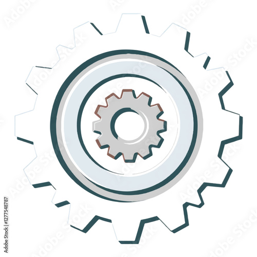 Illustration of Gear Representing Manufacturing Industry Isolated on White Background.