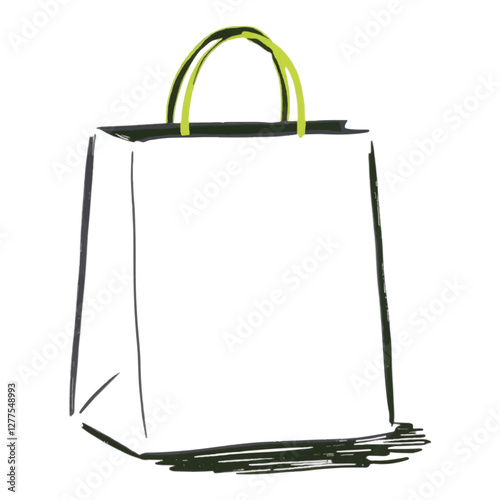 Illustration of Shopping Bag Representing Retail Industry Isolated on White Background.