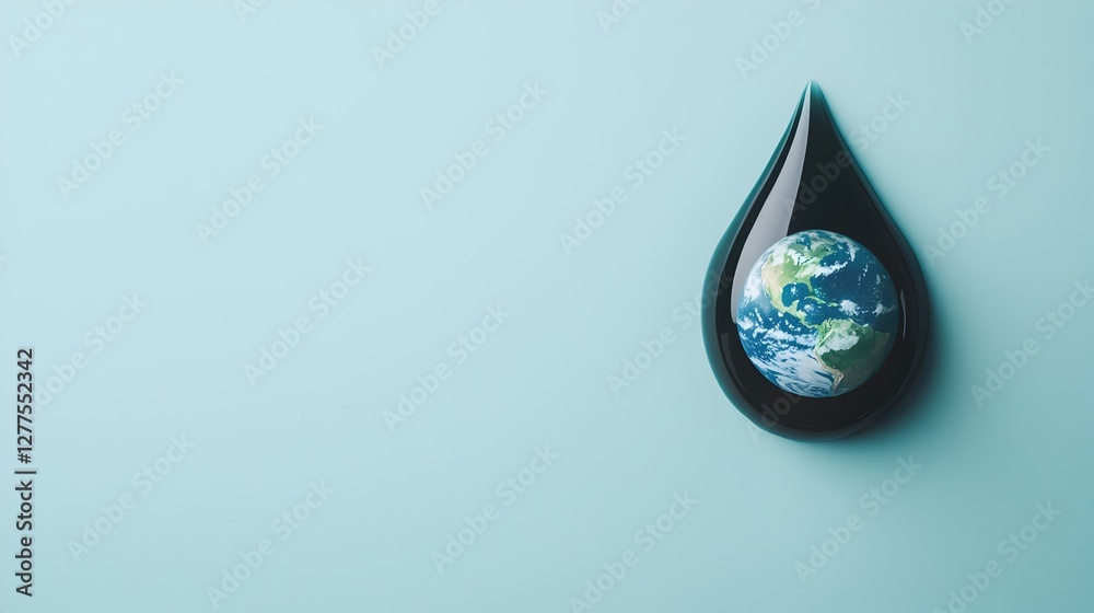 Fototapeta premium Earth Inside a Water Drop Representing Environmental Conservation
