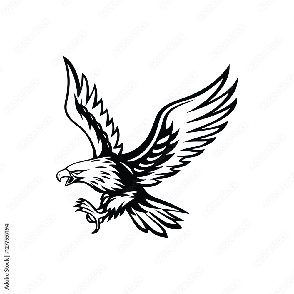Obraz premium Powerful eagle soaring through the sky with wide wings spread in a dynamic and bold style
