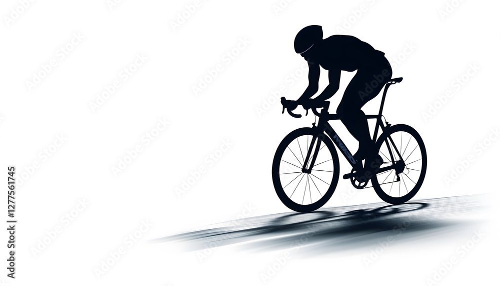 Obraz premium Cyclist silhouette riding bicycle with motion blur on road