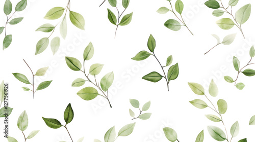 Wallpaper Mural A beautiful, seamless pattern of delicate leaves in various shades of green. Perfect for backgrounds, textiles, and nature-inspired designs. Torontodigital.ca