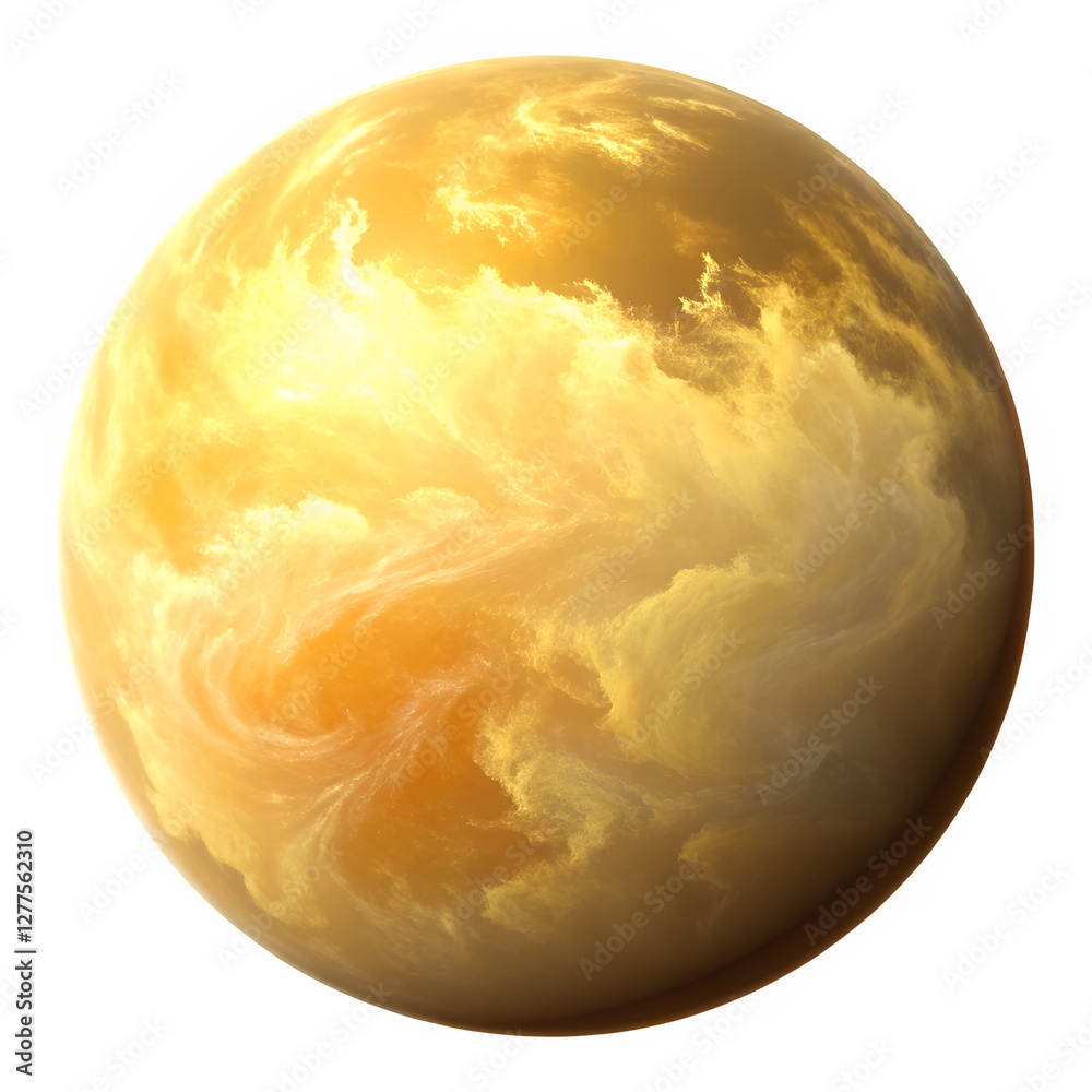 A cloudy yellow-hued sphere Venus with a soft hazy texture. A cloudy yellow-hued sphere Venus with a soft hazy texture.