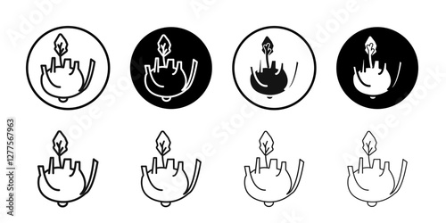 kohlrabi icon line art vector