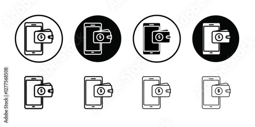 mobile payment icon line art vector