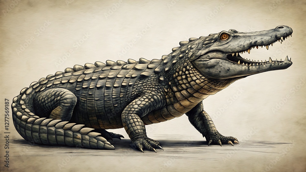 Naklejka premium Classic vintage style illustration of a alligator