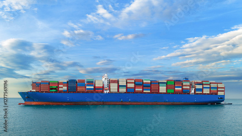 Wallpaper Mural Cargo container Ship, cargo vessel ship carrying container and running for import export concept technology freight shipping sea freight by Express Ship. side view Torontodigital.ca