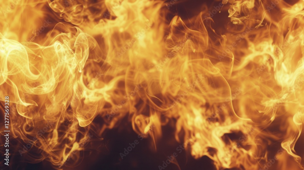 Fototapeta premium A vibrant display of flames, showcasing vivid orange and yellow hues swirling against a dark background, evoking heat and energy.