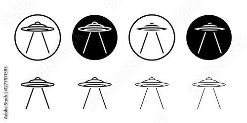 ufo flying icon line art vector