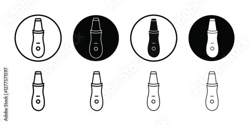 Ultrasonic face skin scrubber icon line art vector