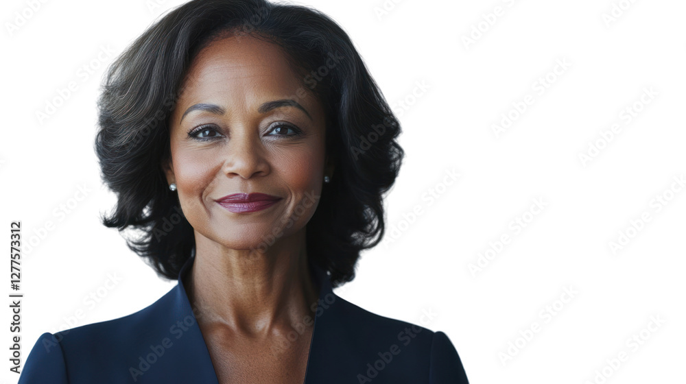 A confident professional woman smiling, dressed in a formal suit. Her posture radiates self-assurance, embodying leadership and empowerment. A confident professional woman smiling, dressed in a formal suit. Her posture radiates self-assurance, embodying leadership and empowerment.