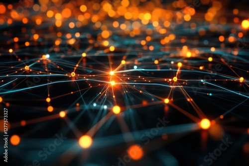 A conceptual tech-inspired image with glowing network connections linking to a cloud computing hub.