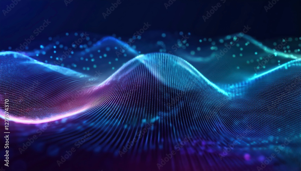 Fototapeta premium Abstract Digital Waveform with Neon Lights and Dark Background