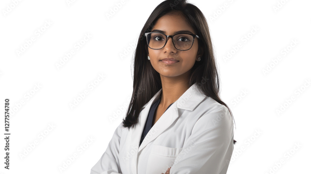 A confident young woman in a lab coat, representing a dedicated medical professional. She stands proudly, embodying intelligence and compassion. A confident young woman in a lab coat, representing a dedicated medical professional. She stands proudly, embodying intelligence and compassion.
