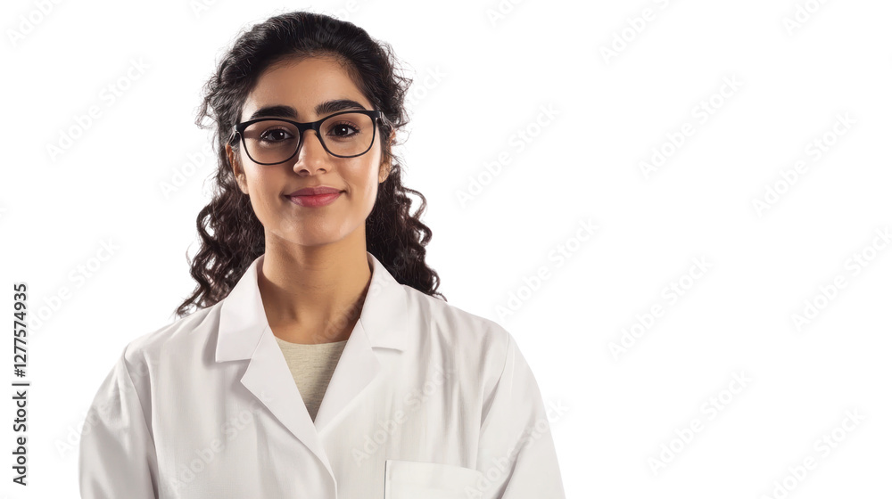 A confident young woman wearing a lab coat and glasses stands proudly, ready to contribute to scientific research and innovation in a laboratory environment. A confident young woman wearing a lab coat and glasses stands proudly, ready to contribute to scientific research and innovation in a laboratory environment.