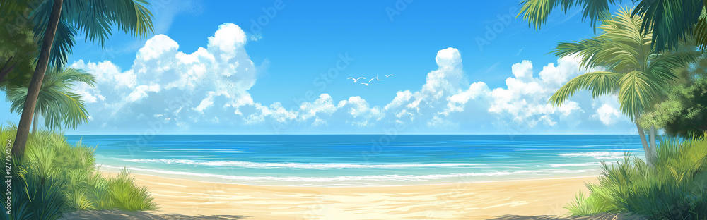 Tropical beach and sunshine. Travel summer holiday background Tropical beach and sunshine. Travel summer holiday background