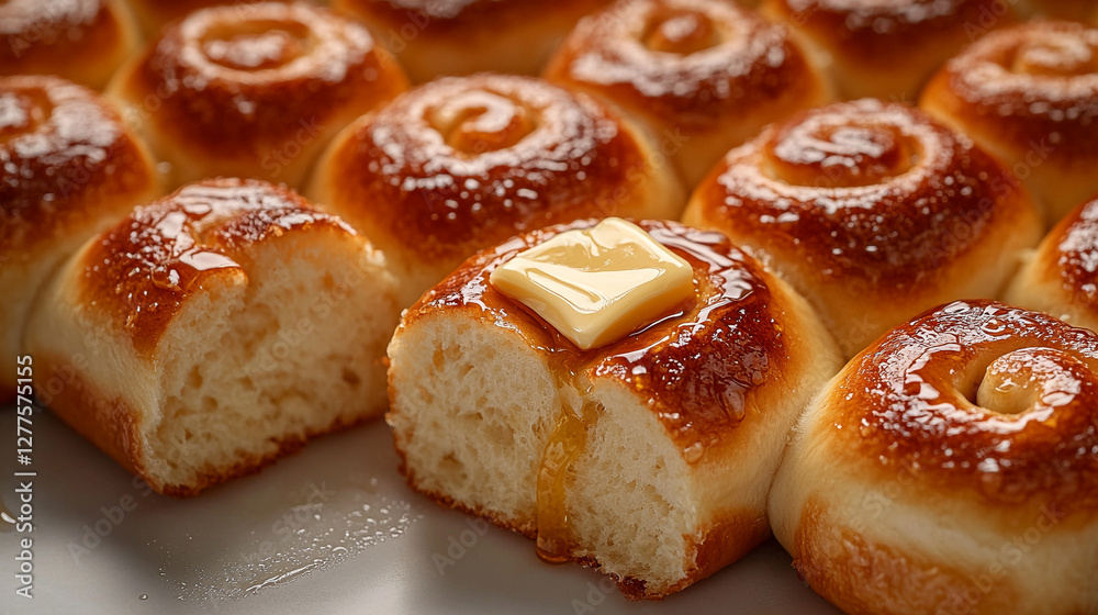 Freshly baked brioche bread rolls with golden glaze – soft and buttery texture. Freshly baked brioche bread rolls with golden glaze – soft and buttery texture.
