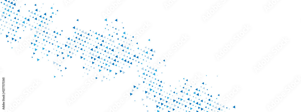 Obraz premium Blue abstract background with triangle mosaic. Features a chaotic arrangement of particles, geometric linear dot pattern. Vector illustration for banners, posters, websites, social media.