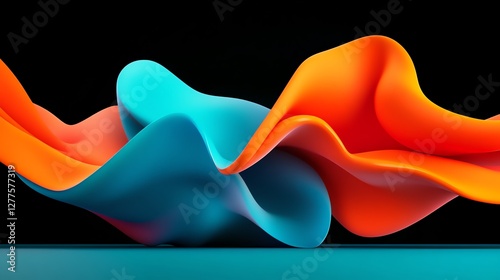 Abstract blue and orange gradient with smoke waves, hyper-realistic 3D render. High-detail, cinematic lighting, perfect for modern designs and wallpapers.