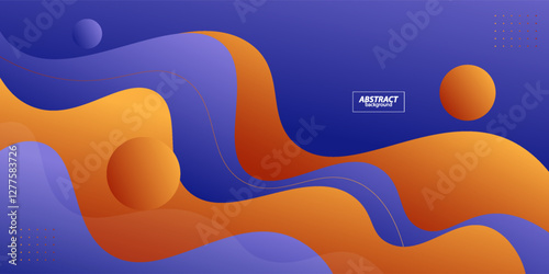 Modern abstract fluid background with blue and orange wave design. Vector eps10