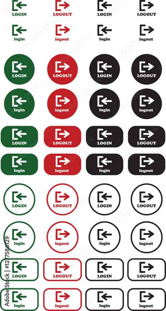 Login and logout icon set Set of sign out, Sign in vector vector collection. Open and close door symbol. Black in, out, exit and enter arrow, trendy flat style isolated on transparent background. Login and logout icon set Set of sign out, Sign in vector vector collection. Open and close door symbol. Black in, out, exit and enter arrow, trendy flat style isolated on transparent background.