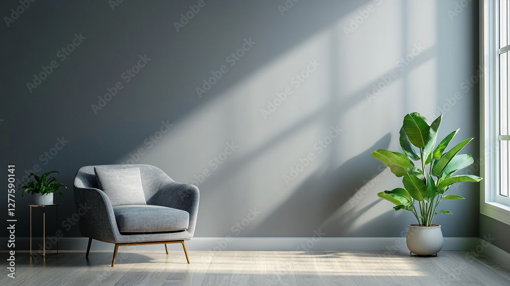 Fototapeta premium Comfortable armchair in a bright living room interior