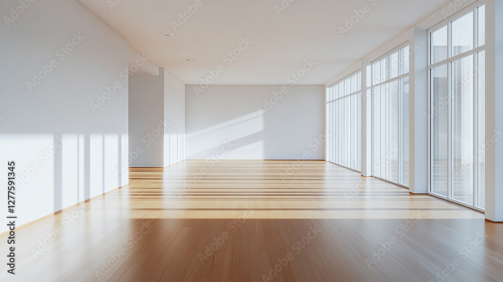 Bright and Spacious Empty Room with Wooden Floor Bright and Spacious Empty Room with Wooden Floor