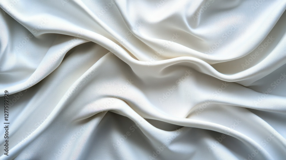 Obraz premium Silky white textures shaped into a continuous dynamic wave, with crisp details and soft shadows in ultra HD 4K for abstract wallpape