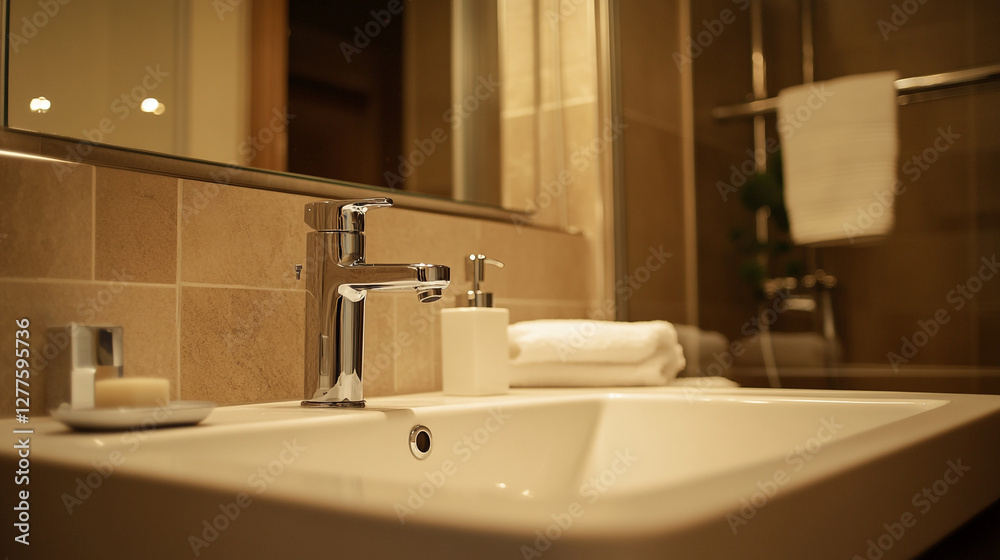 Fototapeta premium Clean bathroom interior in a modern home for design