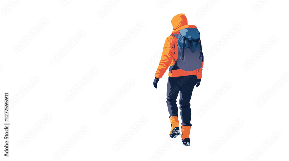 A person in a colorful coat hiking through a snowy landscape, showcasing the spirit of adventure and exploration in nature. A person in a colorful coat hiking through a snowy landscape, showcasing the spirit of adventure and exploration in nature.