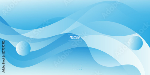 Blue geometric business banner design. Creative banner design with wave and circle shape as template. Simple design on white horizontal banner. Vector Eps10