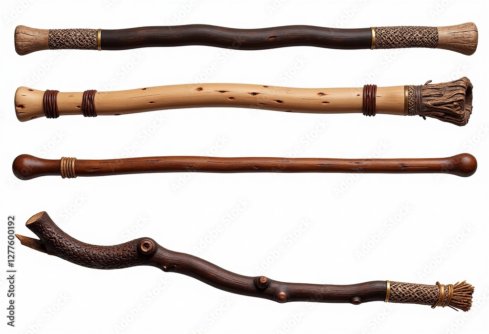 Obraz premium 3つのシンプルな古代中国の武器ベクター：歴史的および文化的なイラストとアートに最適な、異なるスティックデザイン、クリーンなデザイン、白い背景。