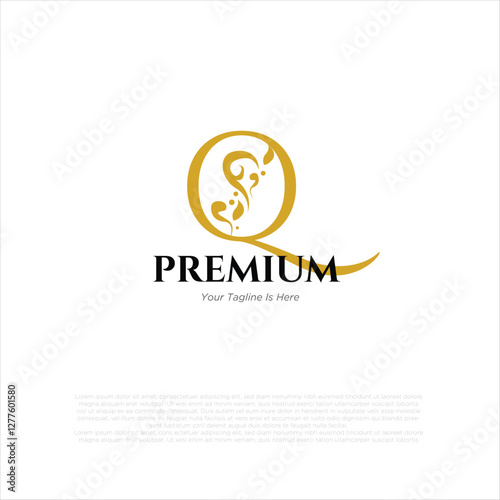 Letter q Royal Luxury Brand Symbol Design Template gold