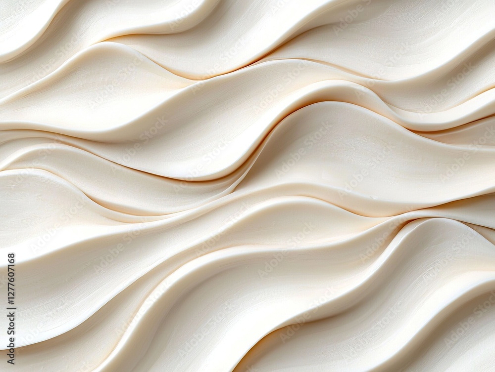 Fototapeta premium Flowing waves of textured white material studio abstract photography minimalist environment close-up viewpoint