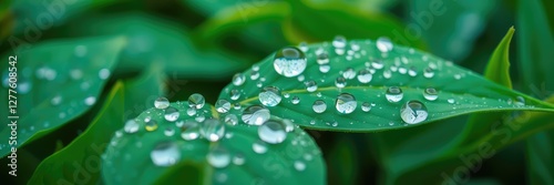 Dewdrops images, Fresh Green Leaves with Dew Drops