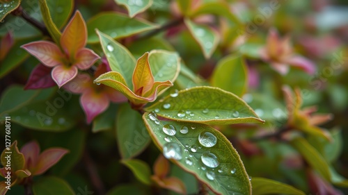 Dewdrops images, Fresh Green Leaves with Dew Drops