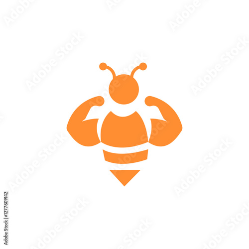 Strong Bee Logo Fitness, Health, Honey, Power, Energy, Nature, Insect, Symbol, Brand, Design