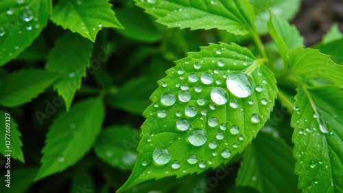 Dewdrops images, Fresh Green Leaves with Dew Drops