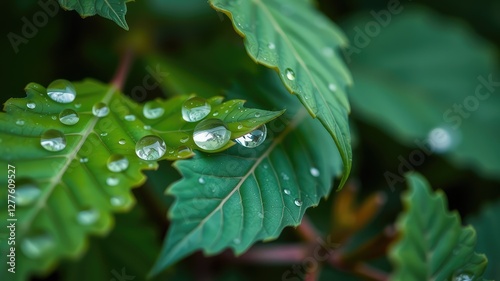 Dewdrops images, Fresh Green Leaves with Dew Drops