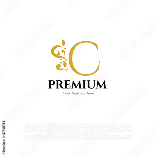 Letter c Royal Luxury Brand Symbol Design Template gold