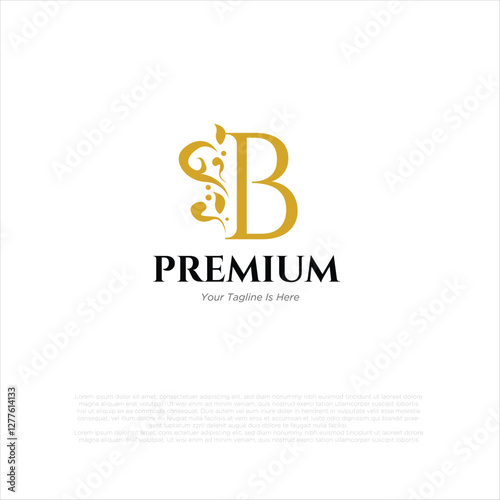 Letter b Royal Luxury Brand Symbol Design Template gold