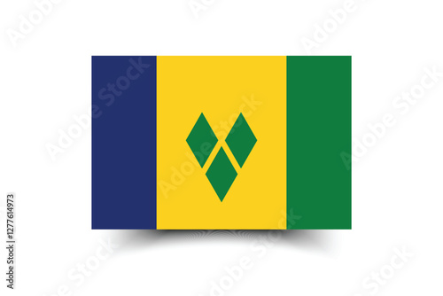 Saint Vincent and the Grenadines flag. Flag of Saint Vincent and the Grenadines. Flag icon. Standard color. Standard size. A rectangular flag. Computer illustration. Digital illustration.